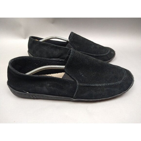 Isotoner Men’s Slippers Size 13-14 Black Memory Foam Moccasin House Shoes - Picture 1 of 11